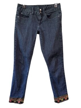 Gap Curvy Skinny Embroidered Hem Jeans Dark Blue Size 26R
